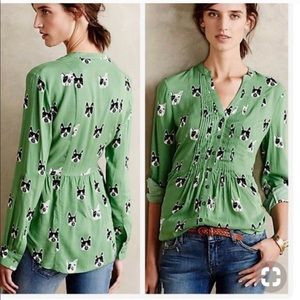 Maeve for Anthropologie French Bulldog Blouse
